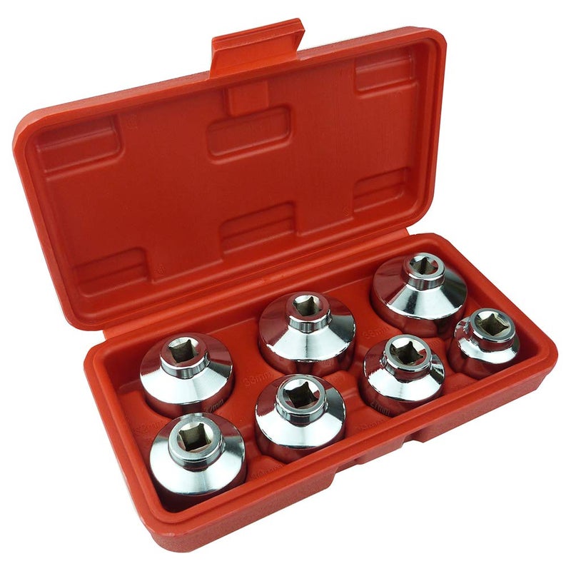 Ibetter Heavy Duty 7-Piece Oil Filter Cap Wrench Tool Kit Can Last For Ever Includes 24mm,27mm,29mm,30mm,32mm,36mm,38mm Socket Set Compatible with Mercedes Benz, VW, BMW and More Oil Filter Housing - Image 3